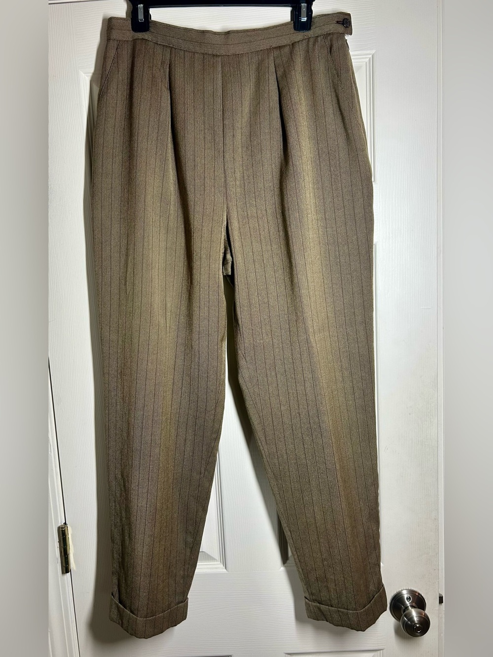Vintage Lauren Ralph Lauren Wool Herringbone Pleated Trousers 14